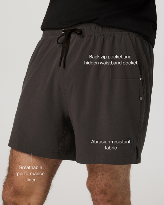 HardKore Short Lined 5" Men's Carbon Performance Shorts | Vuori shop
