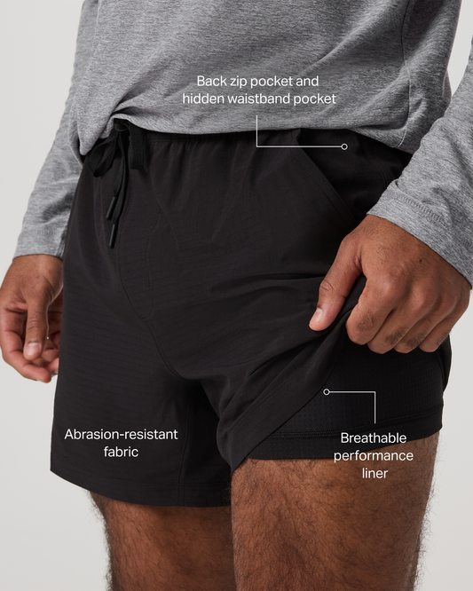 HardKore Short Lined 5" Men's Black Performance Shorts | Vuori outlet
