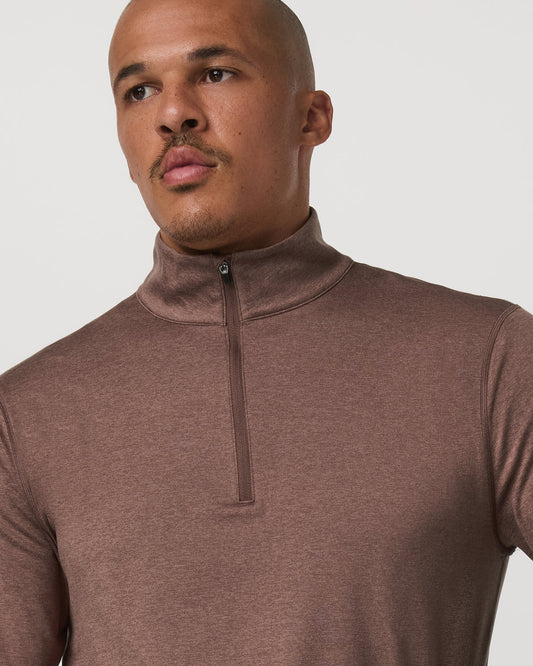 Ponto Half Zip Mock Neck Men's Sable Heather Layer | Vuori online