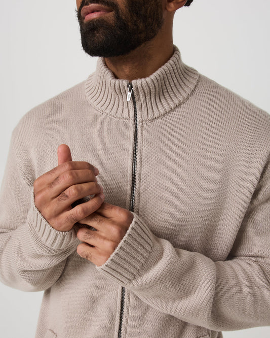 Denver Full Zip Sweater Men's Willow Grey Zip Sweater | Vuori onsale