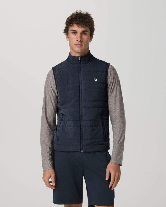 Sunday Insulated Hybrid Vest Ink Heather Training Vest | Vuori outlet
