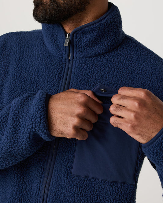 Alpine Fleece Full Zip Men's Blue Coast Mock Neck Jacket | Vuori for sale
