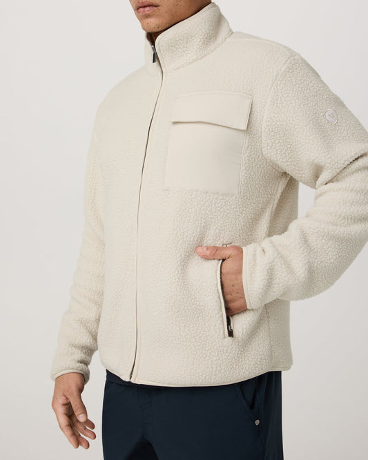 Alpine Fleece Full Zip Men's Bone Mock Neck Jacket | Vuori outlet