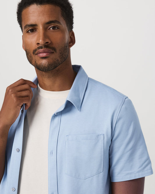 Short Sleeve Knit Oxford Button Down - Classic Fit Blue | Vuori discount