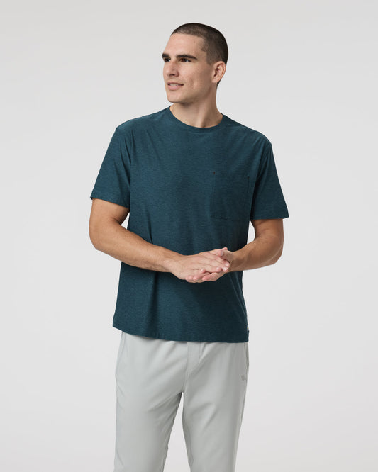 Short Sleeve Strato Pocket Tee - Relaxed Fit Light Deep Sea Heather | Vuori online
