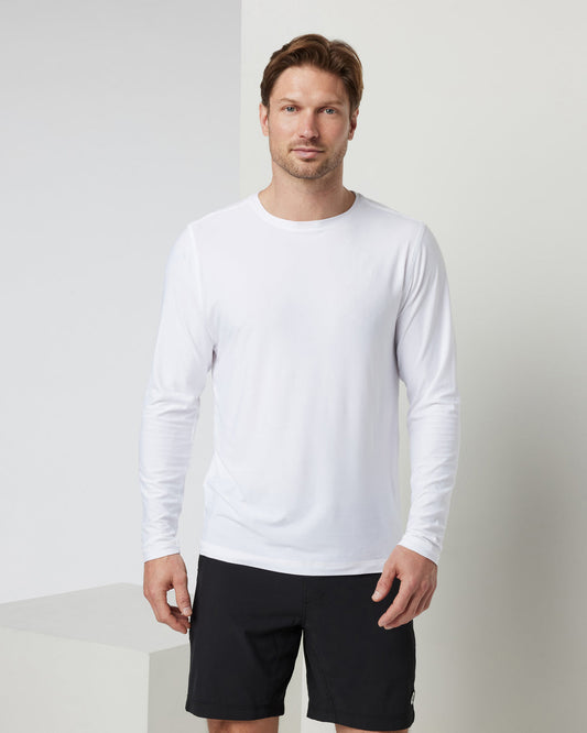 Long Sleeve Strato Tech Tee Men's White Shirt | Vuori discount