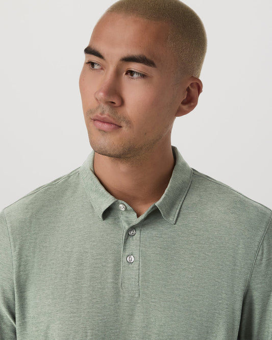 Long Sleeve Strato Tech Polo Men's Thyme Heather Shirt | Vuori online