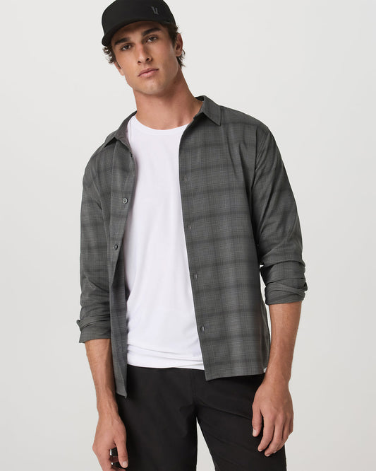 Men's Long Sleeve Plaid Button Down Shirt Dark Pewter | Vuori outlet