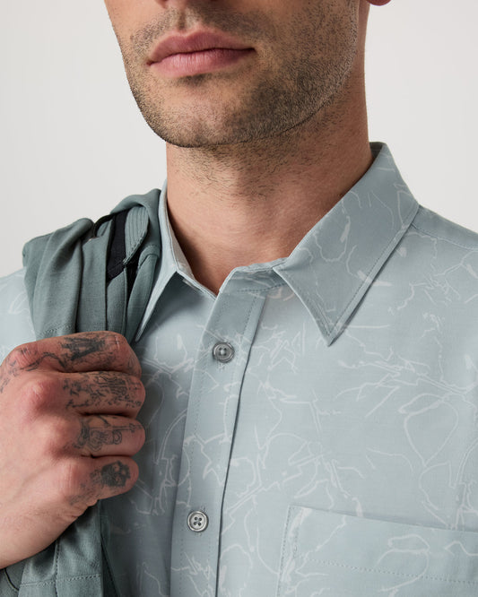 Short Sleeve Bridge Button Down Men's Chalk Blue Shirt | Vuori outlet