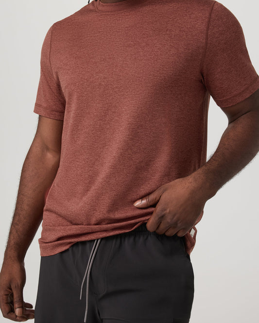 Short Sleeve Ponto Performance Tee Firebrick Heather | Vuori shop