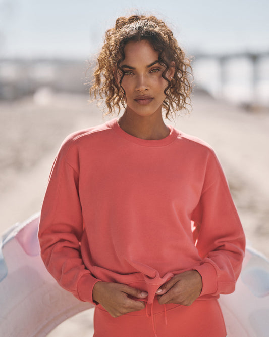 Sedona Seams Crew Women's Bright Coral Sweatshirt | Vuori sale