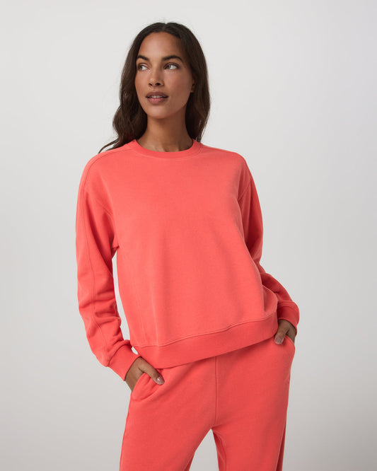 Sedona Seams Crew Women's Bright Coral Sweatshirt | Vuori sale