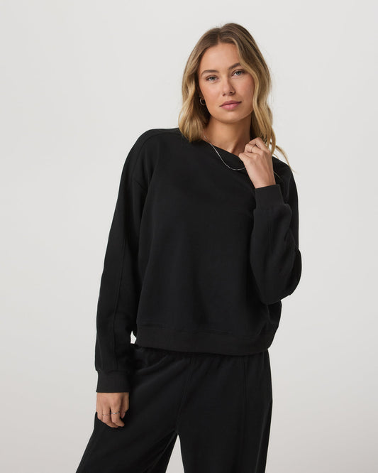 Sedona Seams Crew Women's Black Fleece Sweatshirt | Vuori outlet