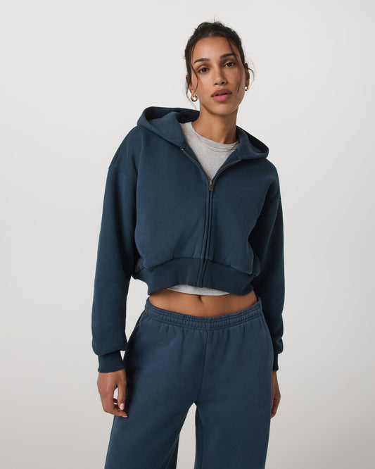 Restore Mini Full Zip Hoodie Ocean Blue Oversized Hoodie | Vuori sale