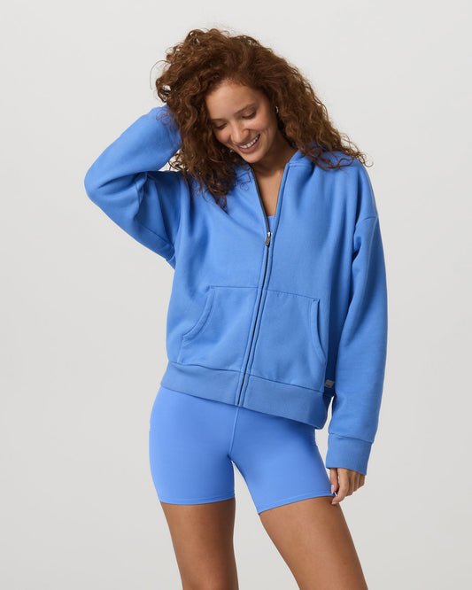 Restore Full Zip Hoodie Riviera Blue Zip-Up Sweater | Vuori online