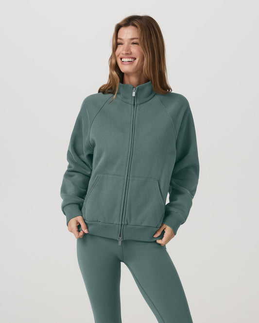 Restore Double Zip Sweatshirt Agate Green Full-Zip Fleece | Vuori outlet