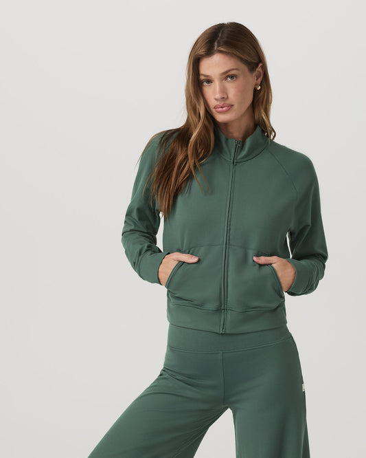 Halo Mini Track Jacket Women's Agate Green Cropped Zip-Up | Vuori onsale