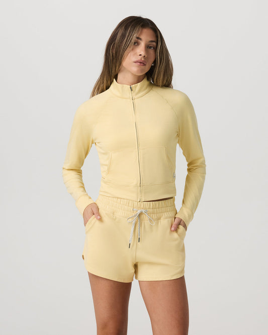 Halo Mini Track Jacket Lemon Snap Heather Cropped Zip-Up | Vuori online