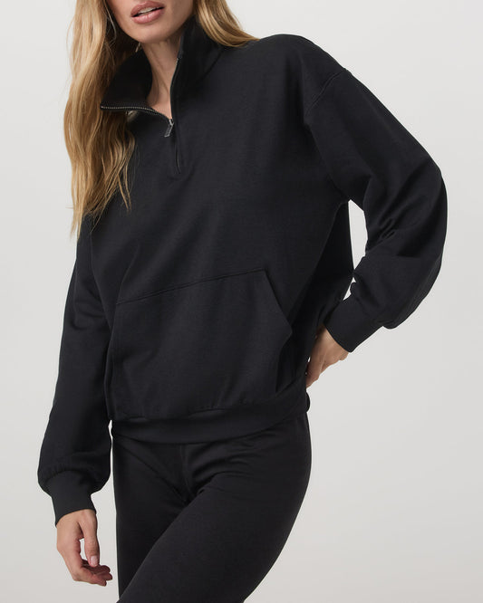 Granite Half Zip Black Heather Pullover Sweatshirt | Vuori sale
