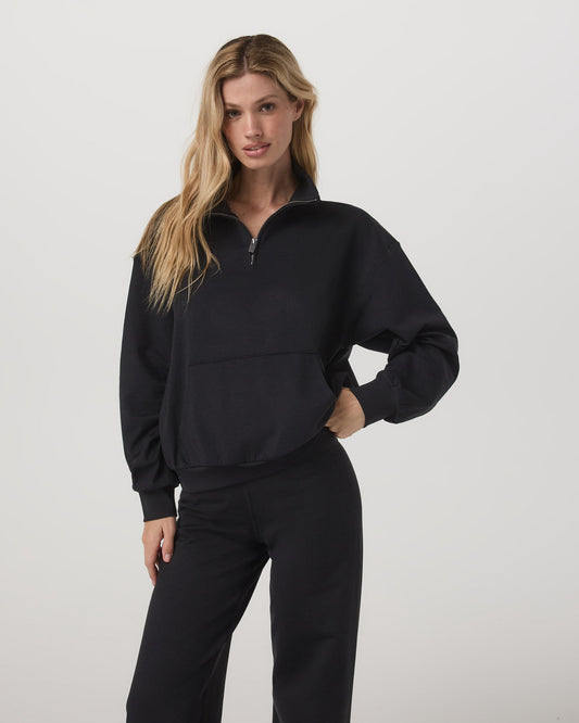 Granite Half Zip Black Heather Pullover Sweatshirt | Vuori sale