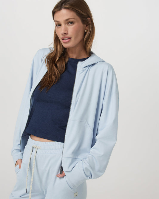 Women's Halo Modern Full Zip Hoodie Soft Sky Heather | Vuori sale