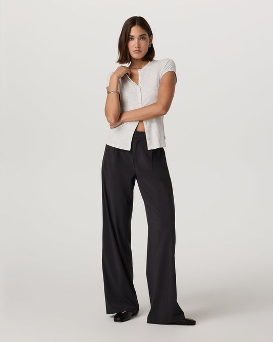 Women's Short Sleeve Pose Button Up White Heather Grey | Vuori discount