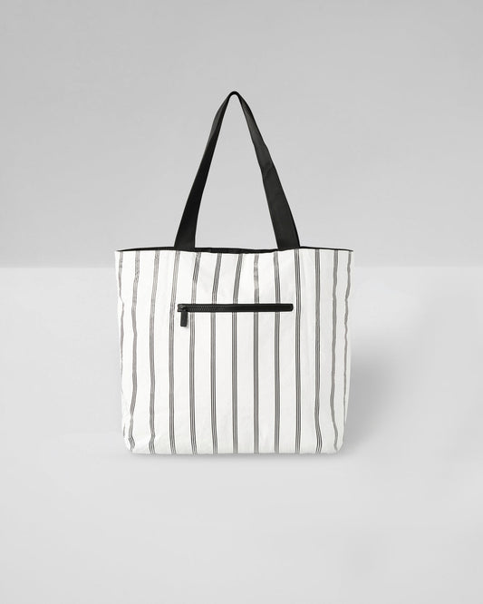 ALOHA-Day Tripper Black Charter Stripe Tote Bag | Vuori online