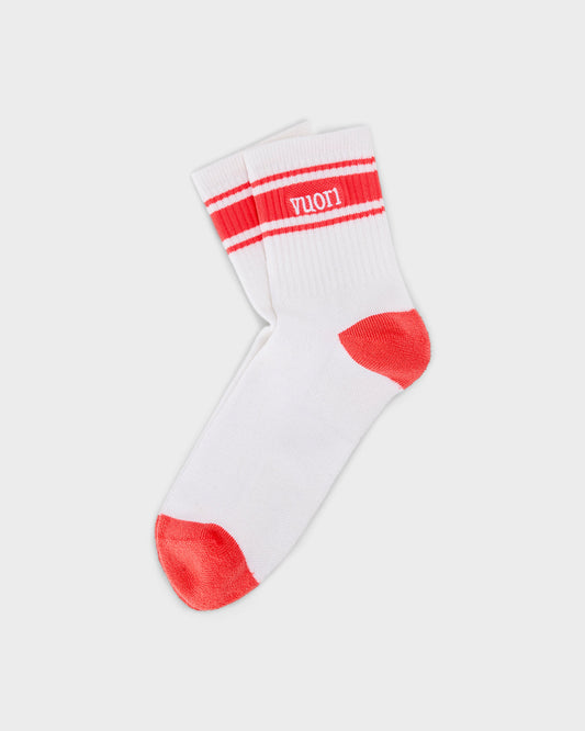 Half Crew Stripe Novelty Sock White & Bright Coral Stripe | Vuori discount
