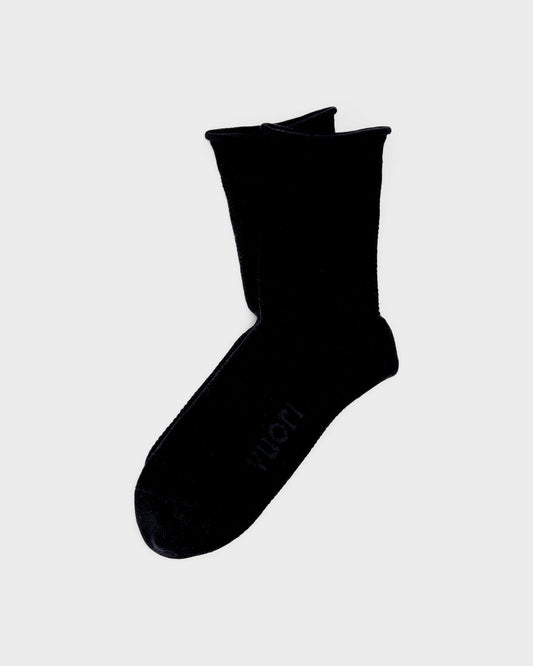Quarter Crew Pointelle Sock Stylish Black Socks | Vuori onsale