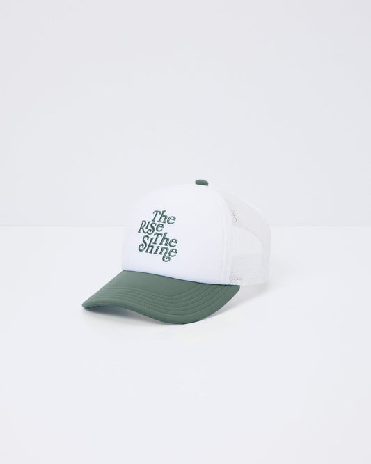 The Rise The Shine Trucker Hat Agate Green Trucker Hat | Vuori online