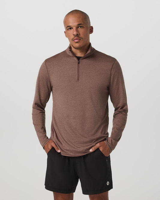 Ponto Half Zip Mock Neck Men's Sable Heather Layer | Vuori online