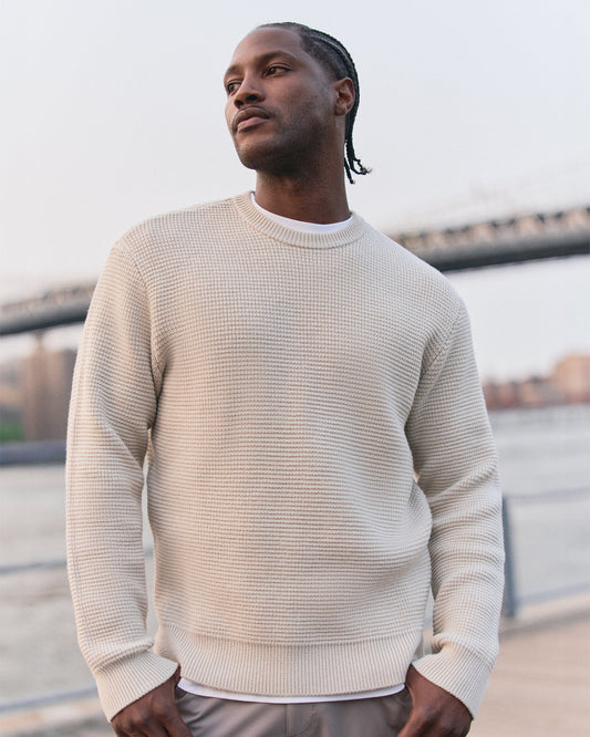 Denver Waffle Crew Sweater Men's Mushroom Wool Sweater | Vuori outlet