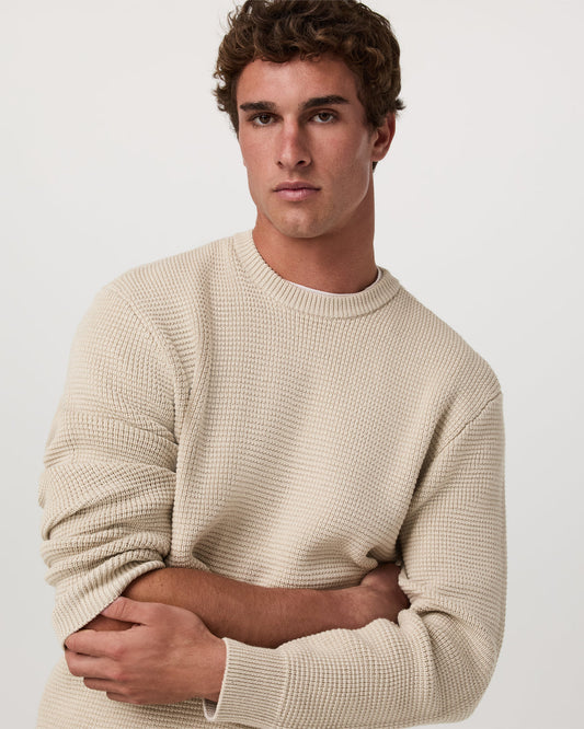 Denver Waffle Crew Sweater Men's Mushroom Wool Sweater | Vuori outlet