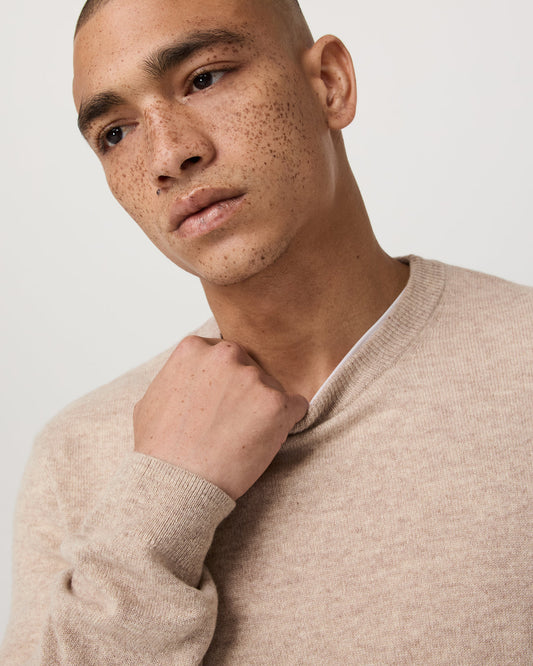 Berik Cashmere Sweater Men's Oatmeal Heather Sweater | Vuori sale