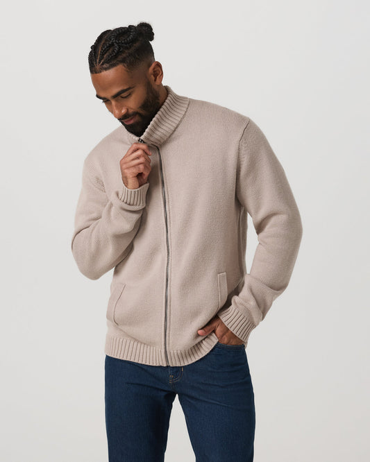 Denver Full Zip Sweater Men's Willow Grey Zip Sweater | Vuori onsale