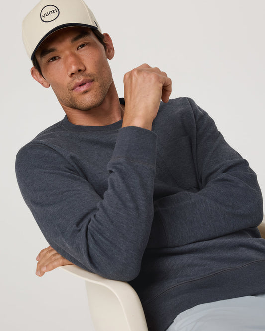 Jeffreys Crew 2.0 Men's Navy Heather Pullover Crewneck | Vuori sale