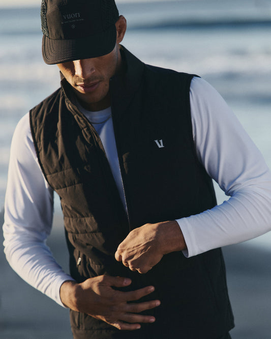 Sunday Insulated Hybrid Vest Men's Black Training Vest | Vuori sale
