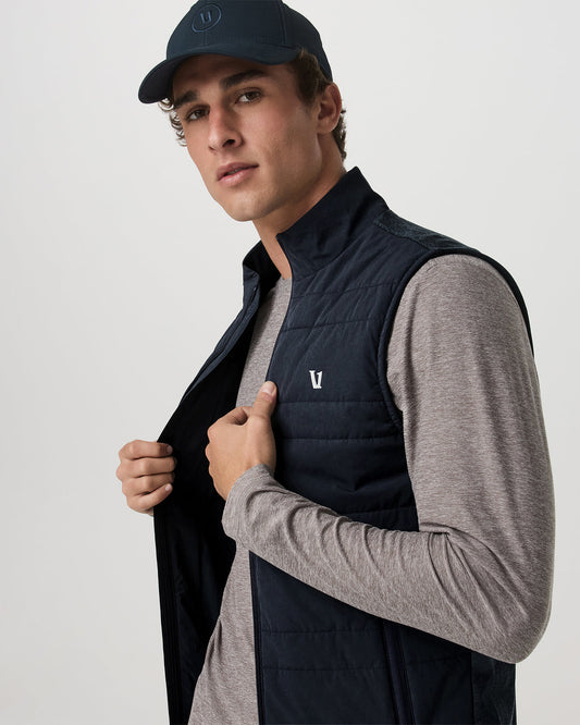 Sunday Insulated Hybrid Vest Ink Heather Training Vest | Vuori outlet