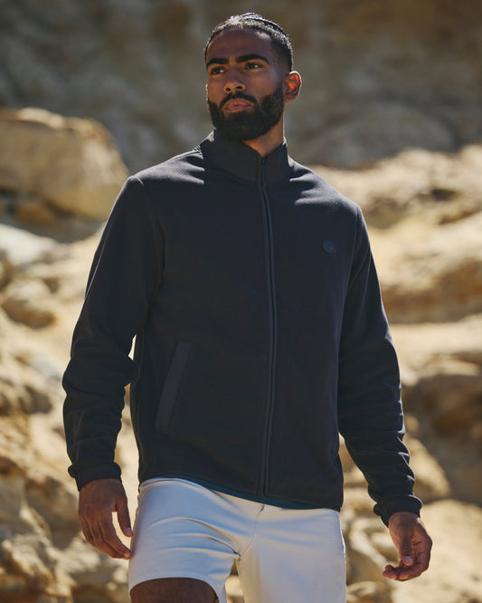 Aspen Full Zip Jacket Black Fleece Jacket | Vuori outlet