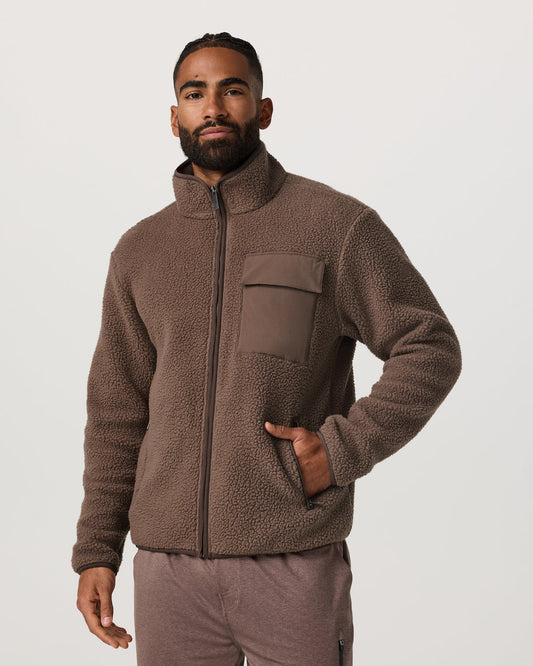 Alpine Fleece Full Zip Men's Elm Mock Neck Jacket | Vuori online
