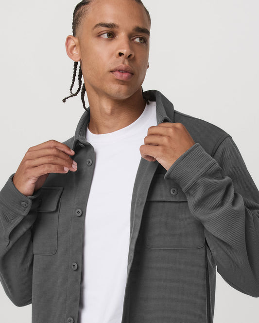 Waffle Shirt Jacket Men's Versatile Dark Pewter Jacket | Vuori outlet