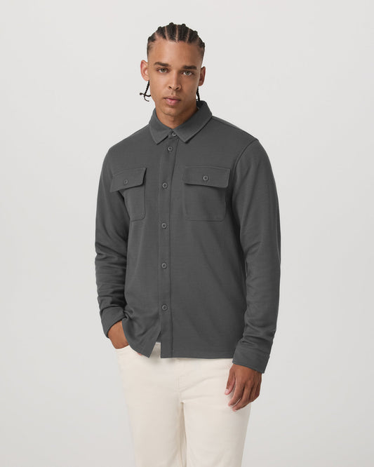 Waffle Shirt Jacket Men's Versatile Dark Pewter Jacket | Vuori outlet