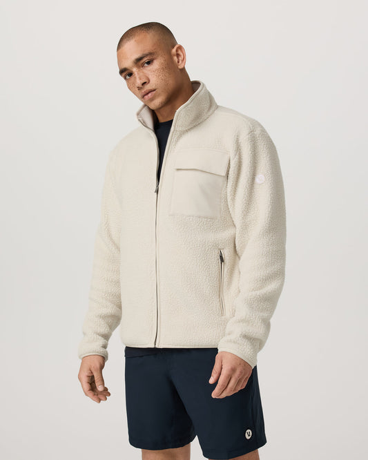 Alpine Fleece Full Zip Men's Bone Mock Neck Jacket | Vuori outlet