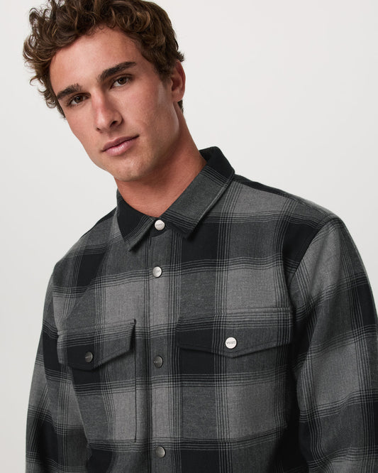 Range Shirt Jacket 2.0 Men's Dark Pewter Plaid Jacket | Vuori online
