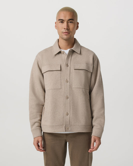 Seaside Shirt Jacket Men's Acorn Heather Fleece Jacket | Vuori shop