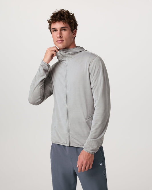Powergrid Full Zip Jacket 2.0 Men's Sea Fog Fleece Jacket | Vuori for sale