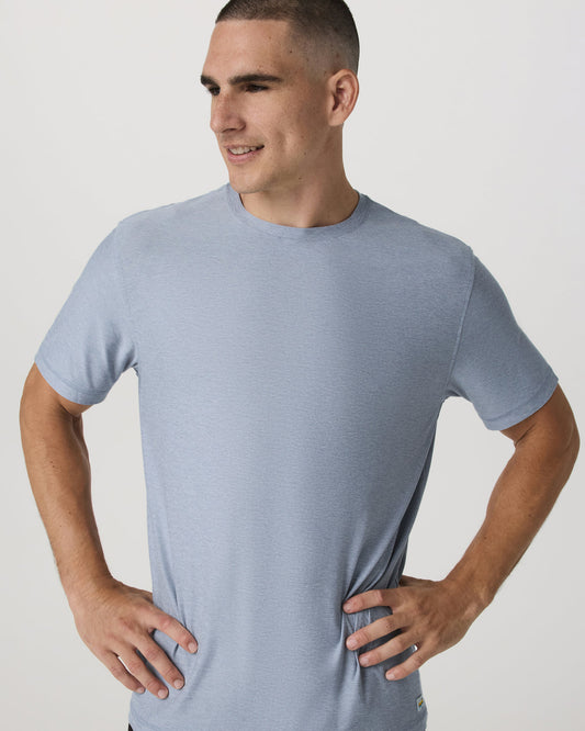 Strato Tech Tee Men's Blue Dusk Heather T-Shirt | Vuori discount