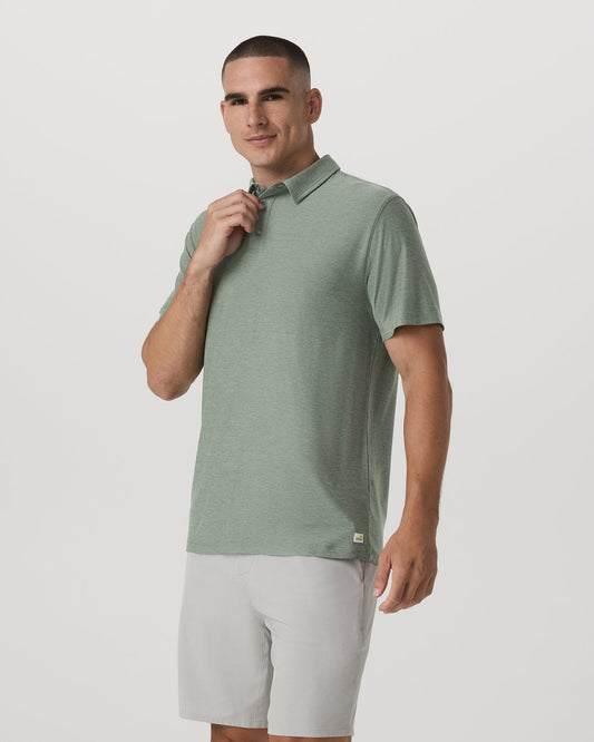 Strato Tech Polo Men's Thyme Heather Performance Shirt | Vuori for sale