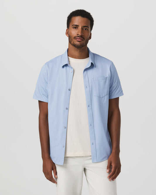 Short Sleeve Knit Oxford Button Down - Classic Fit Blue | Vuori discount