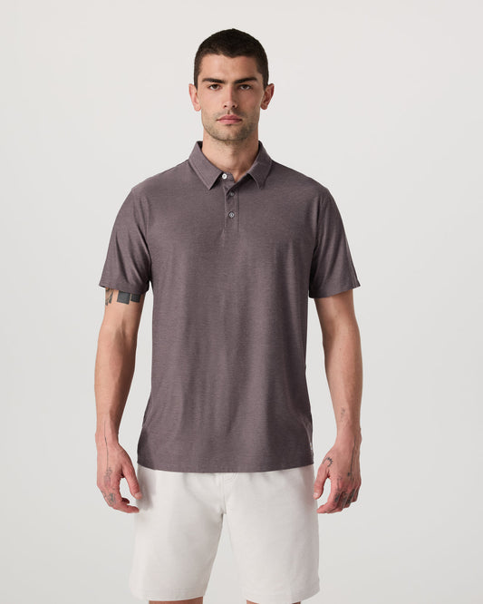 Strato Tech Polo Men's Huckleberry Heather Polo Shirt | Vuori shop